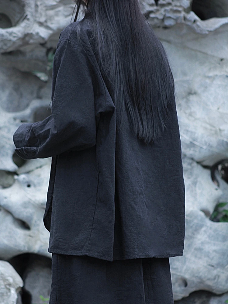 Women Casual Linen Jackets New Arrival – Vintage Turn-Down Collar Cardigan Coat - Image 3