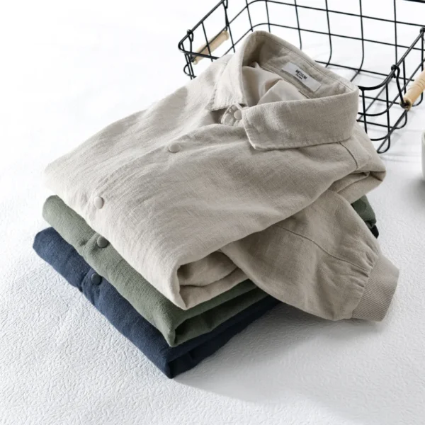 Men's Cotton Linen Casual Jacket Loose Fit Comfortable Spring Autumn - Image 4