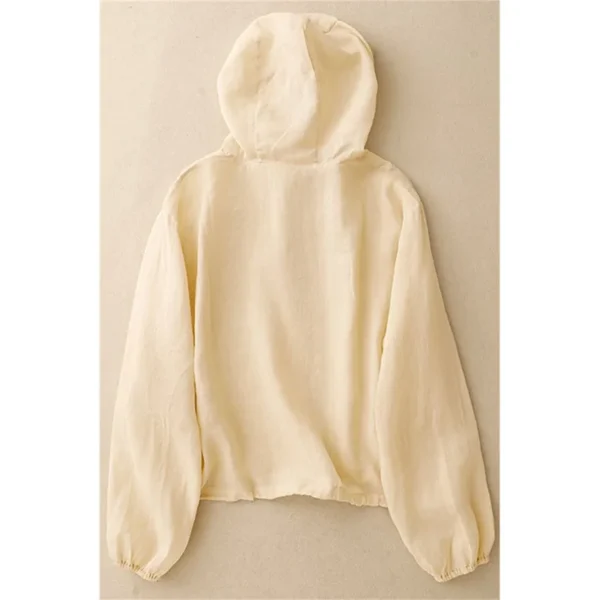 Summer Cotton Linen Hooded Sun Protection Loose Women’s Jacket - Image 3