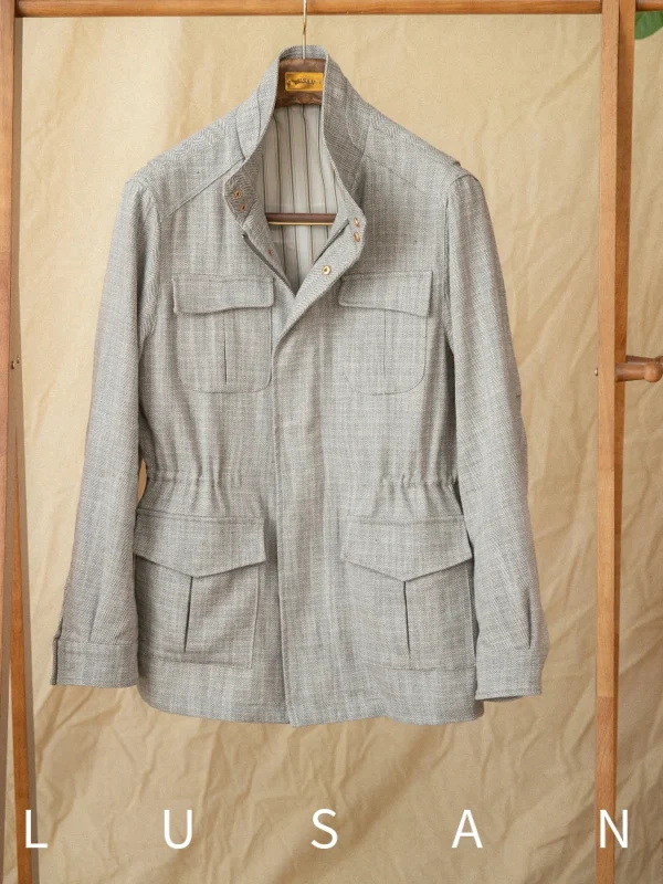 Cotton Linen M65 Jacket Retro Slim Fit Casual Lightweight Outerwear - Image 3