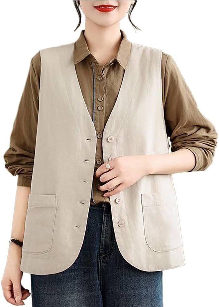 Sleeveless Linen Jackets For Summer